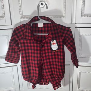 9 month infant red and black plaid shirt